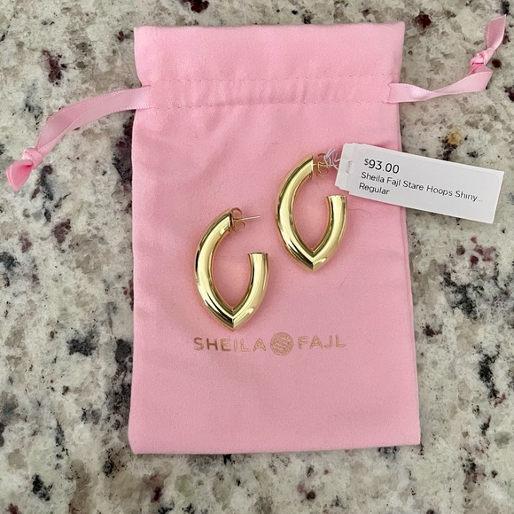 Sheila Fajl Stare Hoops Shiny Gold NEW WITH TAGS - Picture 2 of 4